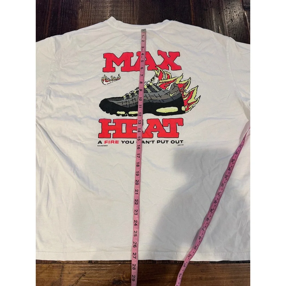Nike Max Heat Air Max 95 Graphic T-Shirt Mens‎ 2XL White Loose Fit Streetwear